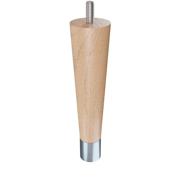 Designs Of Distinction 6" Round Tapered Leg with bolt and 1" Brushed Aluminum Ferrule - Hardwood 01240006MABA6 - main